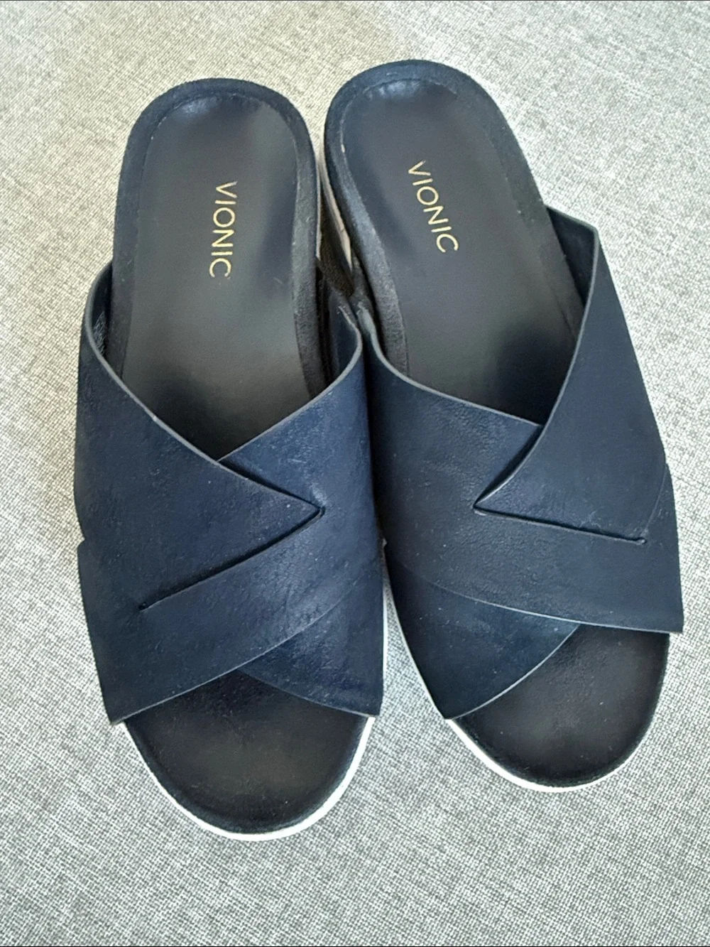 Vionic Navy Crisscross Slide Sandals